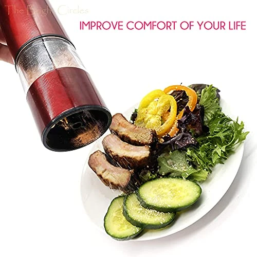 Ed Electric Salt And Pepper Grinder Set (2 Mills) | Red Automatic Adjustable Shaker | Battery Operated Spice Mill | Stylish Kitchen Accessory | Adjustable Coarseness Ceramic Burrs | LED Light 3 Ed Electric Salt And Pepper Grinder Set (2 Mills) | Red Automatic Adjustable Shaker | Battery Operated Spice Mill | Stylish Kitchen Accessory | Adjustable Coarseness Ceramic Burrs | LED Light - Image 3