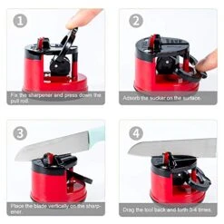 Knife Sharpeners, Mini Knife Sharpener With Suction Base, Pocket Knife Sharpeners Suitable For Most Blade Types, Small Knife Sharpener For Kitchen And Camping, Red -Peugeot Shop 51ckJ2MsKaL