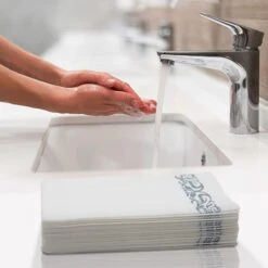 Elinnee Disposable Hand Towels For Bathroom, 200 Linen-Feel Decorative Paper Guest Towels, Soft And Absorbent Paper Napkin For Kitchen, Wedding, Party, Dinner, Or Event, White And Silver -Peugeot Shop 51cm2ofl4rL