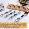 Magnetic Measuring Spoons Set, Dual Sided, Stainless Steel, Fits In Spice Jars, Black, Set Of 8