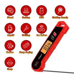 Chooone Waterproof Instant Read Meat Thermometer With Probe, Meat Temperature Thermometer With Backlight & Calibration, Digital Cooking Food Meat Candy Thermometer For Grill Candy Kitchen BBQ Smoker -Peugeot Shop 51cno3LKhQL