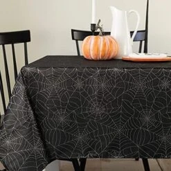 Halloween Twinkle Spider Web Metallic Fabric Table Cloth, Easy Care Tablecloth For Dinners & Parties (Black, 60" X 120" Rectangular) -Peugeot Shop 51cpR8Z02TL. AC
