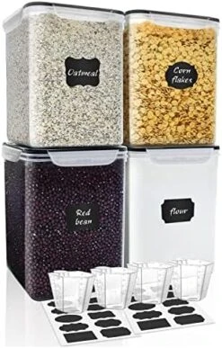 Extra Large 7qt / 6.5L/220oz Tall Food Storage Containers, WIDE & DEEP, 4-Piece BPA Free Plastic Airtight Kitchen Pantry Storage Containers For Flour, Sugar, With 4 Measuring Cups,20 Labels 10 Extra Large 7qt / 6.5L/220oz Tall Food Storage Containers, WIDE & DEEP, 4-Piece BPA Free Plastic Airtight Kitchen Pantry Storage Containers For Flour, Sugar, With 4 Measuring Cups,20 Labels -Peugeot Shop 51d3C1eN6OL. AC