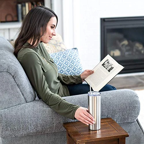 Kinny Tumblers With Lids And Straws (4 Pack) - 20 Oz Double Wall Insulated Slim Stainless Steel Silver Tumblers With Straw Cleaner | Reusable Travel Mug For Hot And Cold Beverages 3 Kinny Tumblers With Lids And Straws (4 Pack) - 20 Oz Double Wall Insulated Slim Stainless Steel Silver Tumblers With Straw Cleaner | Reusable Travel Mug For Hot And Cold Beverages - Image 3