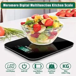 33lb Food Scale, Digital Food Scale Kitchen Scale,1g/0.1 Oz Precise Graduation, 8 Units, Tare Function, Touch Button, Backlit LCD, Waterproof Tempered Glass Surface (Black) -Peugeot Shop 51dFQoPOpSL