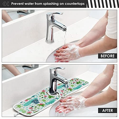 Kcldeci 2 Pack Faucet Mat Splash Guard For Kitchen Sink,Frog Turtle Crocodile 14x5 Inch Faucet Handle Drip Catcher Tray Absorbent Mat Fast Dry Mat For Kitchen, Bathroom 4 Kcldeci 2 Pack Faucet Mat Splash Guard For Kitchen Sink,Frog Turtle Crocodile 14x5 Inch Faucet Handle Drip Catcher Tray Absorbent Mat Fast Dry Mat For Kitchen, Bathroom - Image 4