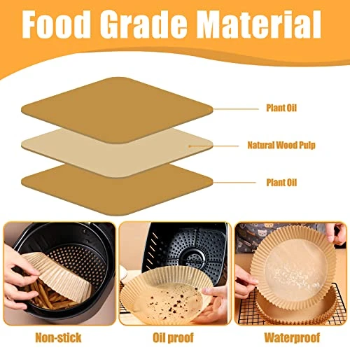 Air Fryer Liners Set, 100PCS Parchment Paper Disposable + 1PC Silicone Air Fryer Liner Reusable For Easy Bake Oven And Roaster (6.1inch, Round) 3 Air Fryer Liners Set, 100PCS Parchment Paper Disposable + 1PC Silicone Air Fryer Liner Reusable For Easy Bake Oven And Roaster (6.1inch, Round) - Image 3