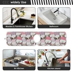 Kcldeci 2 Pack Faucet Mat Splash Guard For Kitchen Sink,Cute Cartoon Cat 23x5 Inch Faucet Handle Drip Catcher Tray Absorbent Mat Fast Dry Mat For Kitchen, Bathroom 14 Kcldeci 2 Pack Faucet Mat Splash Guard For Kitchen Sink,Cute Cartoon Cat 23x5 Inch Faucet Handle Drip Catcher Tray Absorbent Mat Fast Dry Mat For Kitchen, Bathroom -Peugeot Shop 51dWWiXlICL