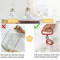 Carboy Handle, 2 Pack Glass Carboy Handle Heavy Duty Carboy Holder For Smooth Neck 3 Gallon 5 Gallon 6 Gallon 6.5 Gallon Glass Carboys For Fermenter Wine Making Beer Brewing Home Brewing Equipment -Peugeot Shop 51dcQ3yLYlS