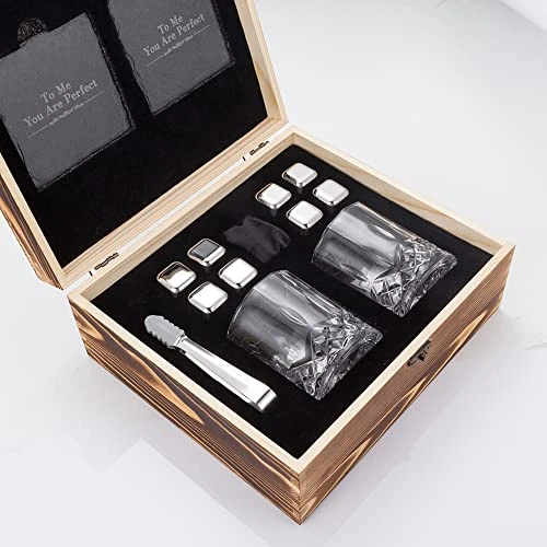 Whiskey Stones Gift Set Anniversary Gi Fts For Husband | Him | Men, Husband Birthday | Wedding Anniversary | Valentine's Day Gift, 8 Stainless Steel Whiskey Stones & 2 Whiskey Glasses(11oz) 4 Whiskey Stones Gift Set Anniversary Gi Fts For Husband | Him | Men, Husband Birthday | Wedding Anniversary | Valentine's Day Gift, 8 Stainless Steel Whiskey Stones & 2 Whiskey Glasses(11oz) - Image 4