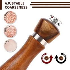 Kitchen Salt And Pepper Grinder Set, Wooden Salt & Pepper Mills Set, Crafted Of Solid Acacia Wood With Stainless Steel Core, Refillable, Adjust For Customized Coarseness, 8 Inches Each -Peugeot Shop 51djflL6q3L