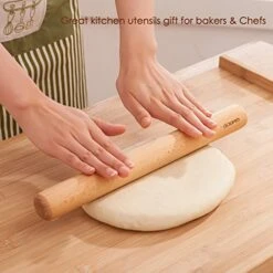 Wood Rolling Pin, Small - Dough Roller For Pampered Chef, Pasta, Cookies, Pie, Pizza, Chapati, Fondant, Rolling Pins For Baking, Bread Making Tools And Supplies - 11 X 1.38 Inches -Peugeot Shop 51dkJc4DR5L
