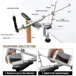 Professional Knife Sharpener With 4 Whetstones, 360° Rotation Flip Design Fixed-Angle Stainless Steel Kitchen Chef Knife Sharpening Kit Abrasive Holding System Tools 10 Professional Knife Sharpener With 4 Whetstones, 360° Rotation Flip Design Fixed-Angle Stainless Steel Kitchen Chef Knife Sharpening Kit Abrasive Holding System Tools -Peugeot Shop 51dmjGC4ntL