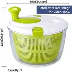 Vegetable And Salad Spinner With Secure Lid Lock & Rotary Handle Salad Spinners With Bowl, Colander & Built-in Draining System (Green) 9 Vegetable And Salad Spinner With Secure Lid Lock & Rotary Handle Salad Spinners With Bowl, Colander & Built-in Draining System (Green) -Peugeot Shop 51dwvDelgrL