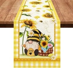 Summer Table Runner, Summer Table Runners 72 Inches Long For Kitchen, Burlap Yellow Sunflower Runner For Dining Room Tabletop Decoration, Farmhouse Honey Gnomes Home Kitchen Decor -Peugeot Shop 51dy0Rnde8L. AC 1