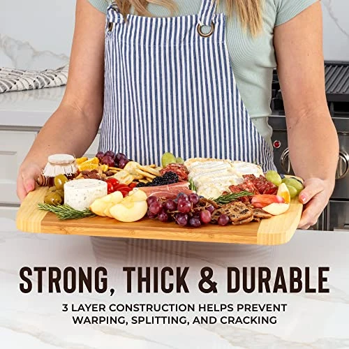 Bamboo Cutting Board - Chopping Board, Wood Cutting Board With Juice Groove, Charcuterie Board, Serving Platter Cheese Board, Bread Board, Turkey Meat Cutting Board, Wooden Cutting Boards For Kitchen 3 Bamboo Cutting Board - Chopping Board, Wood Cutting Board With Juice Groove, Charcuterie Board, Serving Platter Cheese Board, Bread Board, Turkey Meat Cutting Board, Wooden Cutting Boards For Kitchen - Image 3