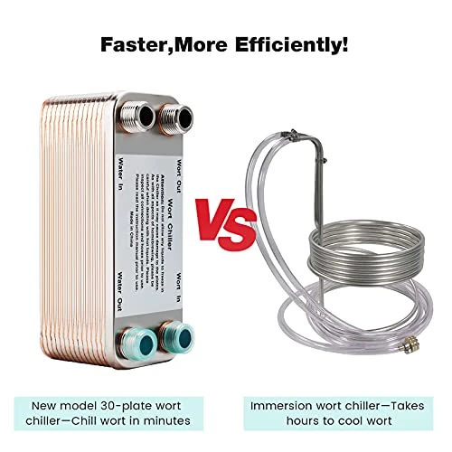 【30 Plates】MRbrew Homebrew Wort Chiller, Stainless Steel And Brazed With Copper Heat Exchanger, 1/2 NPT Thread Connection Hot Liquid Accelerated Cooler 6 【30 Plates】MRbrew Homebrew Wort Chiller, Stainless Steel And Brazed With Copper Heat Exchanger, 1/2 NPT Thread Connection Hot Liquid Accelerated Cooler - Image 6