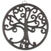 , Trivet For Hot Dishes, Pots And Pans, Metal Trivet, Tree Of Life Design, Cast Iron, Rubber Feet Caps, Ring Hanger, 8 Inches, Brown Finish, 1 Unit