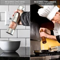 Rechargeable Salt And Pepper Grinder Set - Electric Salt And Pepper Grinder - Electric Pepper Mill Spice Grinder (46 G Spice Holder) Stainless Steel Adjustable Coarseness LED Light -Peugeot Shop 51eJynFJAPL