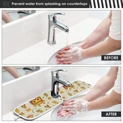 Kcldeci 2 Pack Faucet Mat Splash Guard For Kitchen Sink,Cute Giraffe Cartoon 30x5 Inch Faucet Handle Drip Catcher Tray Absorbent Mat Fast Dry Mat For Kitchen, Bathroom -Peugeot Shop 51eKPuHt7ML