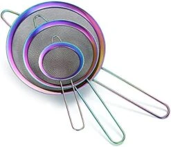 Gold Fine Mesh Strainer 3 Pieces Set, Golden Flour Sifter For Baking, Stainless Steel Clander, Gold Matcha Tea Strainer, Gravy Separator, Stasher Sieve Pasta Strainers -Peugeot Shop 51eKm1XfGaL. AC