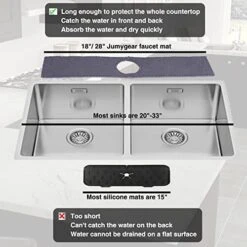 28'' Kitchen Faucet Absorbent Mat, Sink Splash Guard, Microfiber Faucet Handle Drip Catcher, Kitchenguard Tray, Water Drying Pads Behind Faucet, Counter Protector For Kitchen, Bathroom, And RV Faucet -Peugeot Shop 51eQyBjDmZL