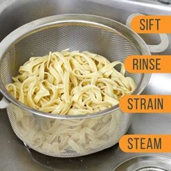 3 Quart Stainless Steel Mesh Net Strainer Basket With A Wide Rim, Resting Feet And Handles - Colander To Strain, Rinse, Fry, Steam Or Cook Vegetables & Pasta -Peugeot Shop 51eTrM88M5L