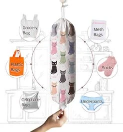 Cute Cat Grocery Bag Storage Holder, Grocery Shopping Bags Carrier,Plastic Bag Dispenser Garbage Bag Organizer For Kitchen Cat Home Kitchen Décor, Gifts For Women Mom Family Friends 23"x9" -Peugeot Shop 51eUKfP0ukL