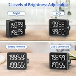 Dual Kitchen Timer - Dual Channels Countdown Stopwatch With LED Display, Adjustable Volume And Brightness, Magnetic Digital Timer For Cooking, School, Classroom -Peugeot Shop 51ec6gN3LmL