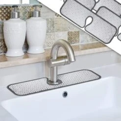 Faucet Handle Drip Catcher Tray, Faucet Mat For Kitchen Sink, Sink Splash Guard Behind Faucet(2 Pack) -Peugeot Shop 51eevYLfsJL
