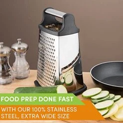 Professional Box Grater, Stainless Steel With 4 Sides, Best For Parmesan Cheese, Vegetables, Ginger, XL Size, Black 6 Professional Box Grater, Stainless Steel With 4 Sides, Best For Parmesan Cheese, Vegetables, Ginger, XL Size, Black -Peugeot Shop 51egzGn40wS