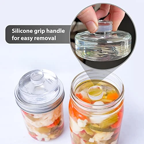 4 Pk Glass Fermentation Weight, Glass Fermenting Weights With Non-slip Silicone Grip Handle, Glass Fermentation Weights Wide Mouth Mason Jars, Glass Weights For Fermenting Wide Mouth, Canning Weights 3 4 Pk Glass Fermentation Weight, Glass Fermenting Weights With Non-slip Silicone Grip Handle, Glass Fermentation Weights Wide Mouth Mason Jars, Glass Weights For Fermenting Wide Mouth, Canning Weights - Image 3