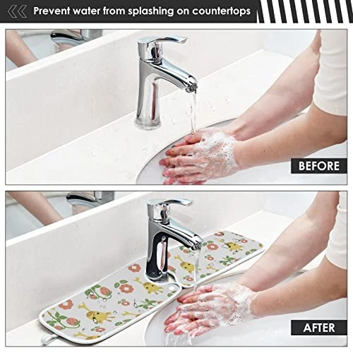 Kcldeci 2 Pack Faucet Mat Splash Guard For Kitchen Sink,Cute Giraffe Pattern 30x5 Inch Faucet Handle Drip Catcher Tray Absorbent Mat Fast Dry Mat For Kitchen, Bathroom 5 Kcldeci 2 Pack Faucet Mat Splash Guard For Kitchen Sink,Cute Giraffe Pattern 30x5 Inch Faucet Handle Drip Catcher Tray Absorbent Mat Fast Dry Mat For Kitchen, Bathroom - Image 5