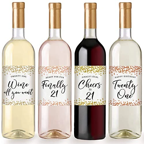 Printed Party 21st Birthday Wine Bottle Labels, Confetti, Set Of 6 2 Printed Party 21st Birthday Wine Bottle Labels, Confetti, Set Of 6 - Image 2