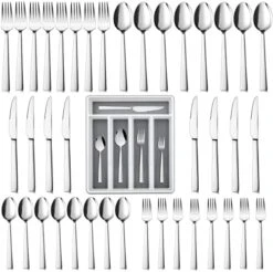 20-Piece Black Silverware Set With Tray, Stainless Steel Square Flatware Cutlery Set For 4, Black Eating Utensils For Home Restaurant, Dishwasher Safe, Mirror Finished -Peugeot Shop 51eopG0iNqL. AC