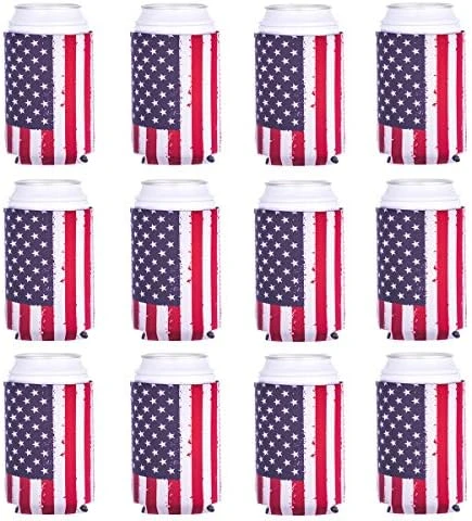 Can Cooler Sleeve 12pcs USA Flag Can Coolers Bulk Neoprene For Can And Bottle 120z 6 Can Cooler Sleeve 12pcs USA Flag Can Coolers Bulk Neoprene For Can And Bottle 120z - Image 6