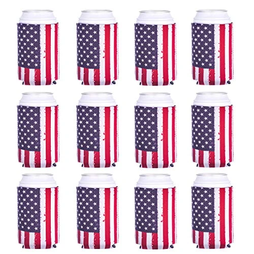 Can Cooler Sleeve 12pcs USA Flag Can Coolers Bulk Neoprene For Can And Bottle 120z 1 Can Cooler Sleeve 12pcs USA Flag Can Coolers Bulk Neoprene For Can And Bottle 120z