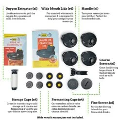 Fermentation Kit - 4 Wide Mouth Fermentation Lids And Mason Jar Pour Spout Caps, Mason Jar Pour Spout Lid. 1 Pour Handle- Pickling Kit, Flip Cap,Fits Pitcher Jars For Christmas Ferments And Drinks. -Peugeot Shop 51eq4GAU9yL