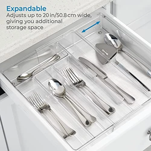 Linus Expandable Kitchen Drawer Organizer For Silverware, Spatulas, Gadgets - Clear 3 Linus Expandable Kitchen Drawer Organizer For Silverware, Spatulas, Gadgets - Clear - Image 3