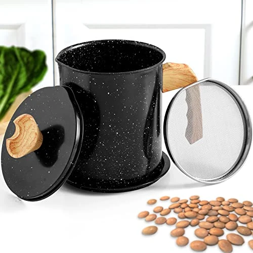 Bacon Grease Container With Strainer, Black Grease Catcher 1.4L, Cooking Oil Filter With Lid And Leak Proof Plate For Kitchen ,Oil Can Storage Lard For Cooking. 5 Bacon Grease Container With Strainer, Black Grease Catcher 1.4L, Cooking Oil Filter With Lid And Leak Proof Plate For Kitchen ,Oil Can Storage Lard For Cooking. - Image 5