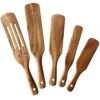 Wooden Cooking Utensils, NAYAHOSE 5 Pcs Natural Teak Kitchen Utensil Set Heat Resistant Non Stick Wood Cookware With Hanging Hole, Slotted Spurtle Spatula Sets For Stirring, Mixing, Serving
