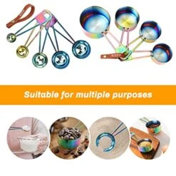 9 Pcs Measuring Spoons And Cups Set Intsun Stackable Stainless Steel Measuring Cups And Spoons Multi-color With Engraved Measurements And Mirror Polished Measuring Cup Set For Cooking, Mixing, Baking -Peugeot Shop 51etvErfDAL