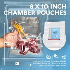 – Chamber Machine Pouches, Pre-Cut Chamber Vacuum Sealer Bags, Heavy Duty Seal Pouch, BPA-Free Chamber Sealer, 8 X 10 Inches, Pack Of 250 Vacuum Chamber Pouches -Peugeot Shop 51ew8eAxg4L