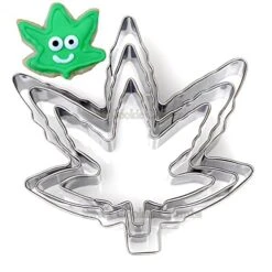 Marijuana Cannabis Shaped (Pot Leaf), Sweet Cookie Crumbs Cookie Cutter Set, 3 Piece, Stainless Steel, Dishwasher Safe