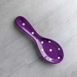 Handmade Purple And White Polka Dot Ceramic Kitchen Cooking Spoon Rest | Pottery Utensil Holder | Housewarming Gift By City To Cottage® -Peugeot Shop 51f6h53o2SL