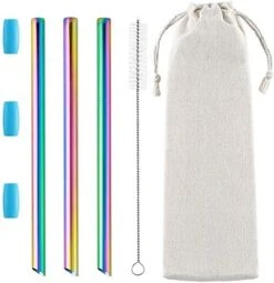 3 Pcs Reusable Boba Straws & Smoothie Straws, 0.5" Wide Stainless Steel Straws, Angled Tips Metal Straws For Bubble Tea, Milkshakes, Smoothies With Cleanning Brush & Case (Rainbow) 11 3 Pcs Reusable Boba Straws & Smoothie Straws, 0.5" Wide Stainless Steel Straws, Angled Tips Metal Straws For Bubble Tea, Milkshakes, Smoothies With Cleanning Brush & Case (Rainbow) -Peugeot Shop 51f7su LEXL. AC
