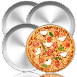 Pizza Pan, 12 Inch Pizza Pan Set Round Pizza Oven Baking Pans Tray Stainless Steel For Home Restaurant Party, Healthy & Heavy Duty, Dishwasher Safe & Easy Clean - Set Of 4