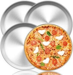 Pizza Pan, 12 Inch Pizza Pan Set Round Pizza Oven Baking Pans Tray Stainless Steel For Home Restaurant Party, Healthy & Heavy Duty, Dishwasher Safe & Easy Clean - Set Of 4 -Peugeot Shop 51fDHrBfWvL. AC