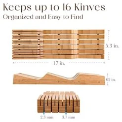 Bellemain 100% Pure Bamboo In Drawer Knife Block | Knife Drawer Organizer | Store Knives Safely With The Blades Down | Storage Solution For Your Kitchen | Knife Organizer Drawer Insert -Peugeot Shop 51fN911KK0L