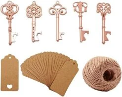 50pcs Rose Gold Skeleton Key Beer Bottle Opener With 100 Pcs Blank Card And 98 Feet Hemp Rope For Wedding Party Favors (mixed 5 Styles Rose Gold) -Peugeot Shop 51fPIUZXRDL. AC